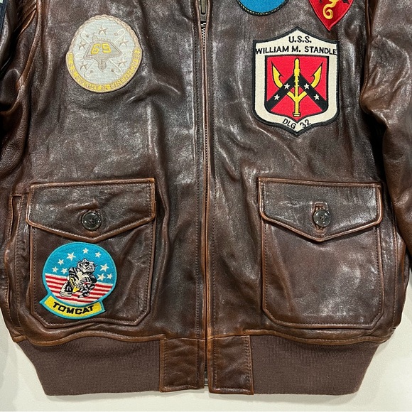 AVIREX CLASSIC PATCHED G-1 FLIGHT AVIATOR JACKET IN BROWN SIZE XL - Picture 3 of 15